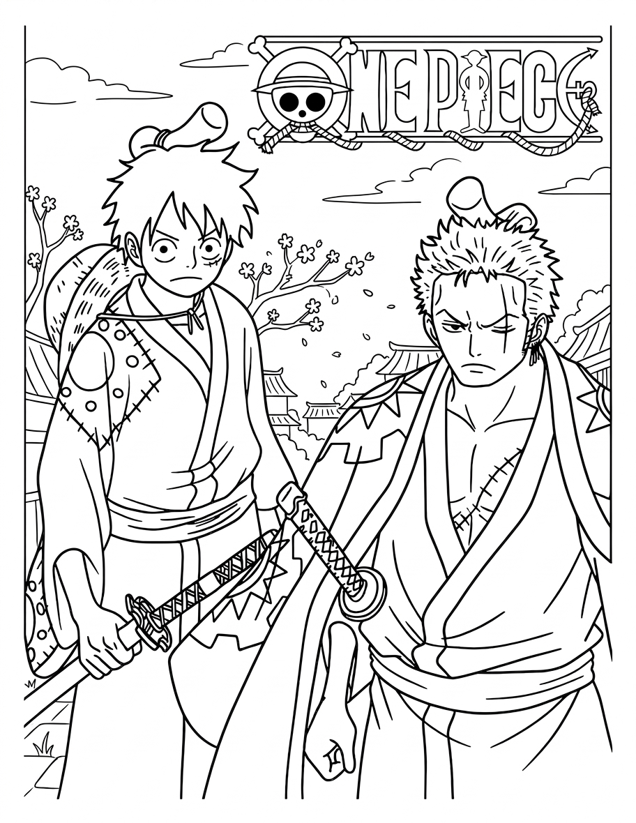 hình tô màu one piece cho bé 7 tuổi