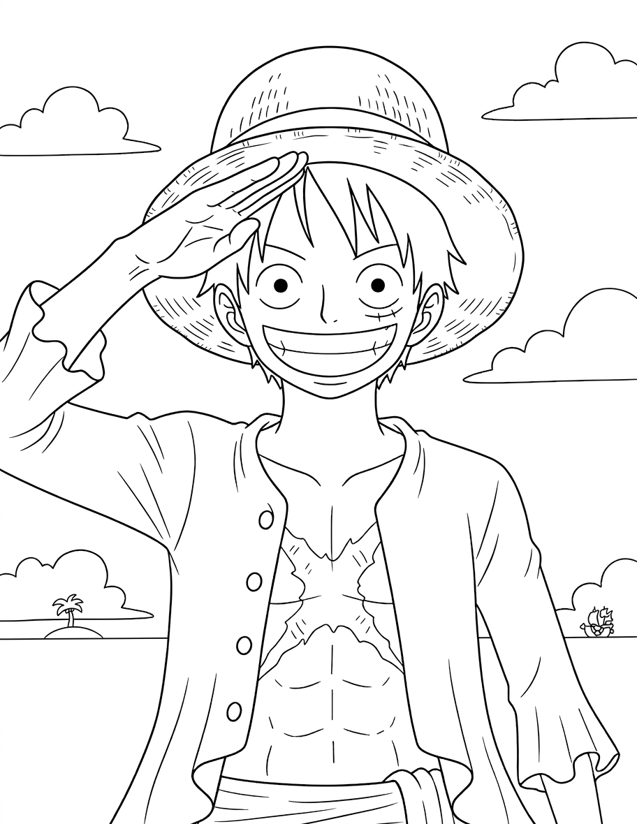 in hình tô màu one piece