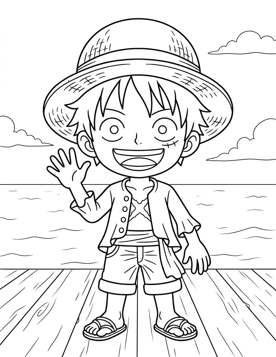 tranh tô màu one piece cho bé 5 tuổi miễn phí 1