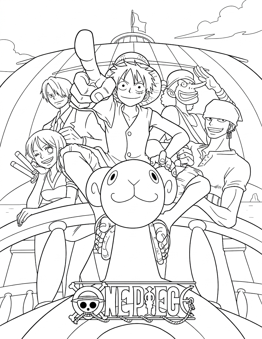 hình tô màu one piece cho bé tải miễn phí