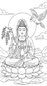 in hình quan âm bồ tát cho bé tập tô
