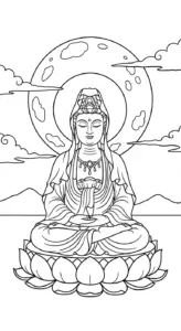 hình tô màu quan âm bồ tát cho bé tải miễn phí