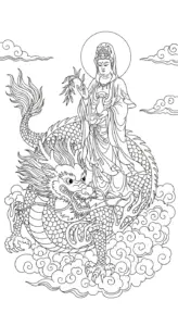 tải tranh tô màu quan âm bồ tát cho bé 3 tuổi