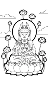 in hình quan âm bồ tát cho bé tập tô