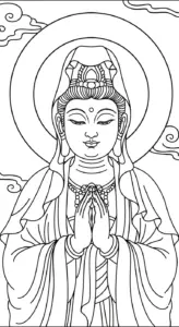 tranh tô màu quan âm bồ tát cho bé 6 tuổi