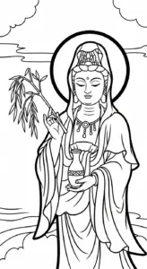 tải hình tô màu quan âm bồ tát cho bé miễn phí