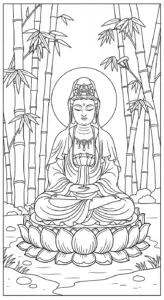hình tô màu quan âm bồ tát cho bé