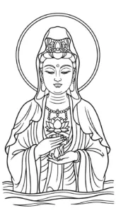 mẫu in hình tô màu quan âm bồ tát cho bé