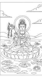 tải hình tô màu quan âm bồ tát cho bé 5 tuổi