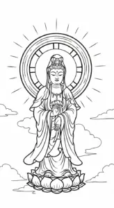 hình tô màu quan âm bồ tát cho bé 8 tuổi miễn phí