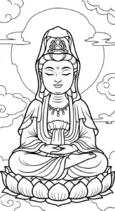 hình tô màu quan âm bồ tát cho bé 6 tuổi