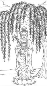 mẫu in hình tô màu quan âm bồ tát cho bé