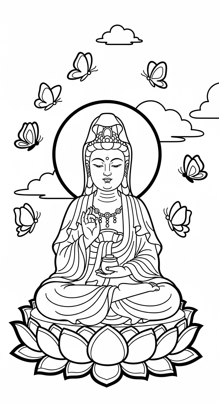 tranh tô màu quan âm bồ tát tập tô