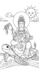 download hình tô màu quan âm bồ tát cho bé