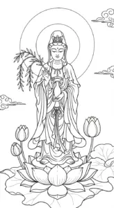 tải hình tô màu quan âm bồ tát cho bé 5 tuổi