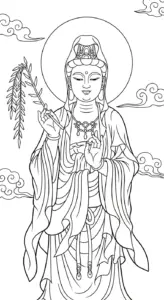 tranh tô màu quan âm bồ tát cho bé 4 tuổi miễn phí