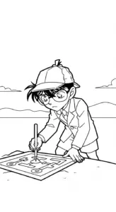 mẫu hình tô màu thám tử Conan cho bé