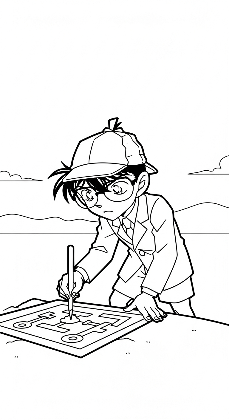 mẫu hình tô màu thám tử Conan cho bé