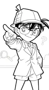 file hình tô màu thám tử Conan cho bé in