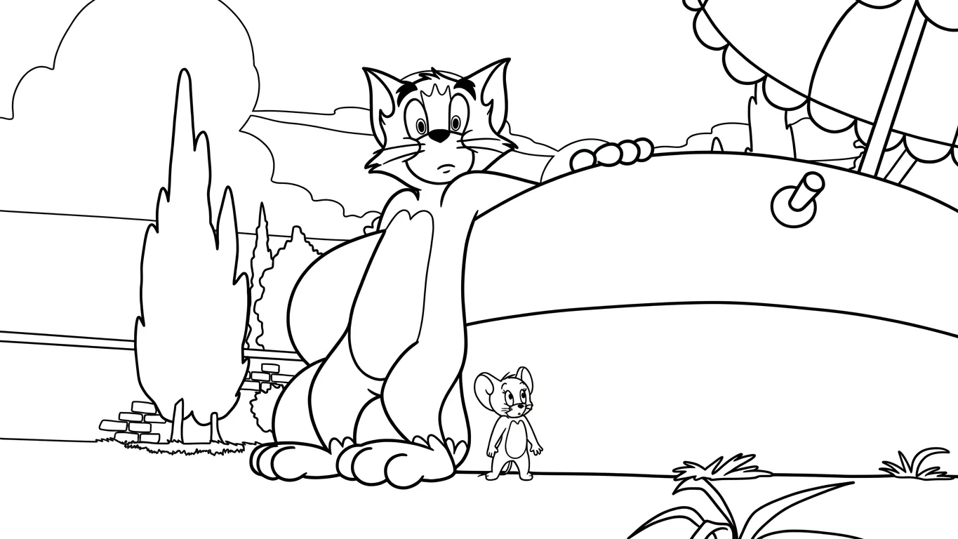 tranh tô màu Coloriage Tom và Jerry cho bé 7 tuổi miễn phí