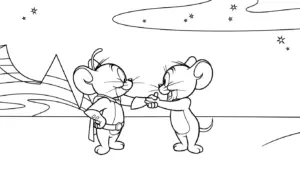 tải tranh tô màu Coloriage Tom và Jerry cho bé 5 tuổi