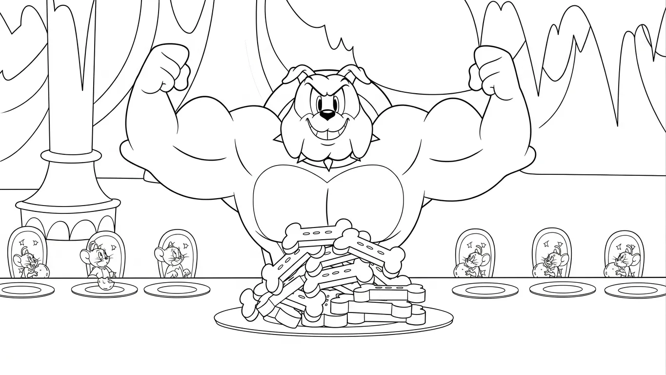 in tranh tô màu Coloriage Tom và Jerry khổ A4