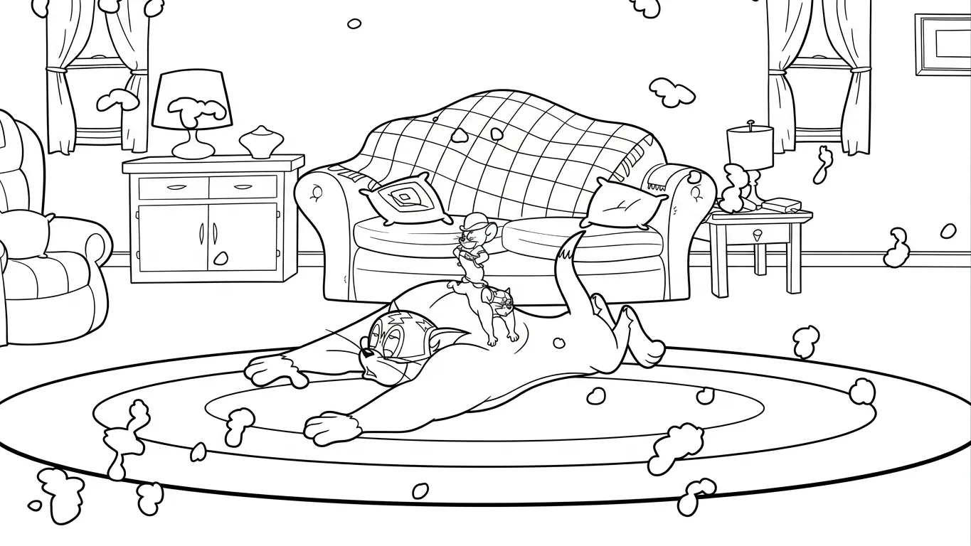 hình tô màu Coloriage Tom và Jerry cho bé 4 tuổi miễn phí 1