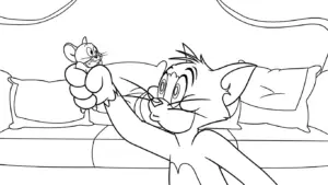 in hình tô màu Coloriage Tom và Jerry cho bé 3 tuổi