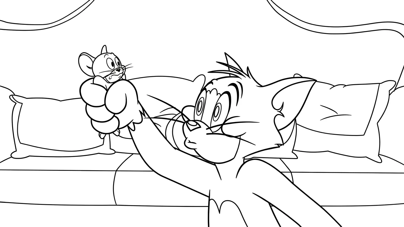 in hình tô màu Coloriage Tom và Jerry cho bé 3 tuổi