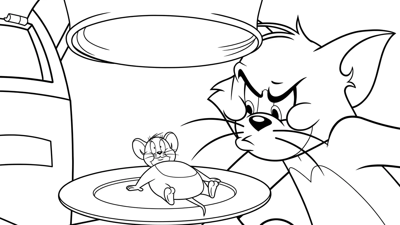 download tranh tô màu Coloriage Tom và Jerry cho bé