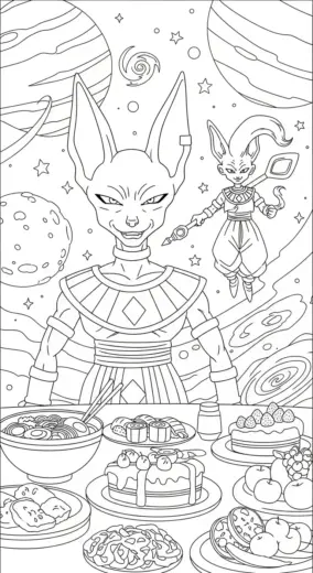 tranh tô màu Tranh Tô Màu Beerus 39 cho bé 4 tuổi