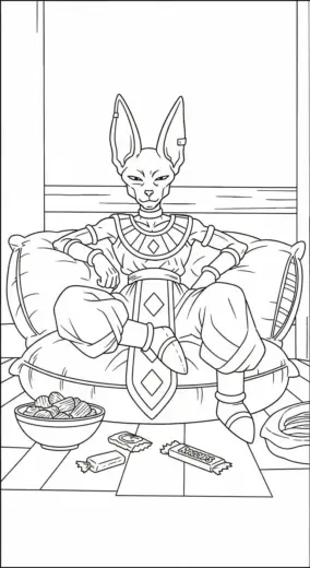 tải hình tô màu Tranh Tô Màu Beerus 45 cho bé 5 tuổi