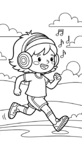 tải hình tô màu Chạy Bộ cho bé 6 tuổi