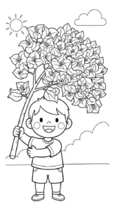in hình tô màu Hoa Giấy miễn phí