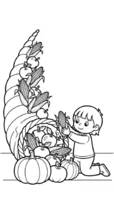 in hình tô màu Tranh Tô Màu Lễ Tạ Ơn cho bé 4 tuổi