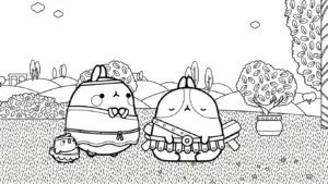 file hình tô màu Molang cho bé 4-5 tuổi