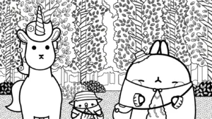 file hình tô màu Molang cho bé in
