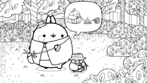 in hình tô màu Molang cho bé