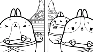 in hình tô màu Molang cho bé 7 tuổi
