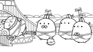 in hình tô màu Molang cho bé 4 tuổi