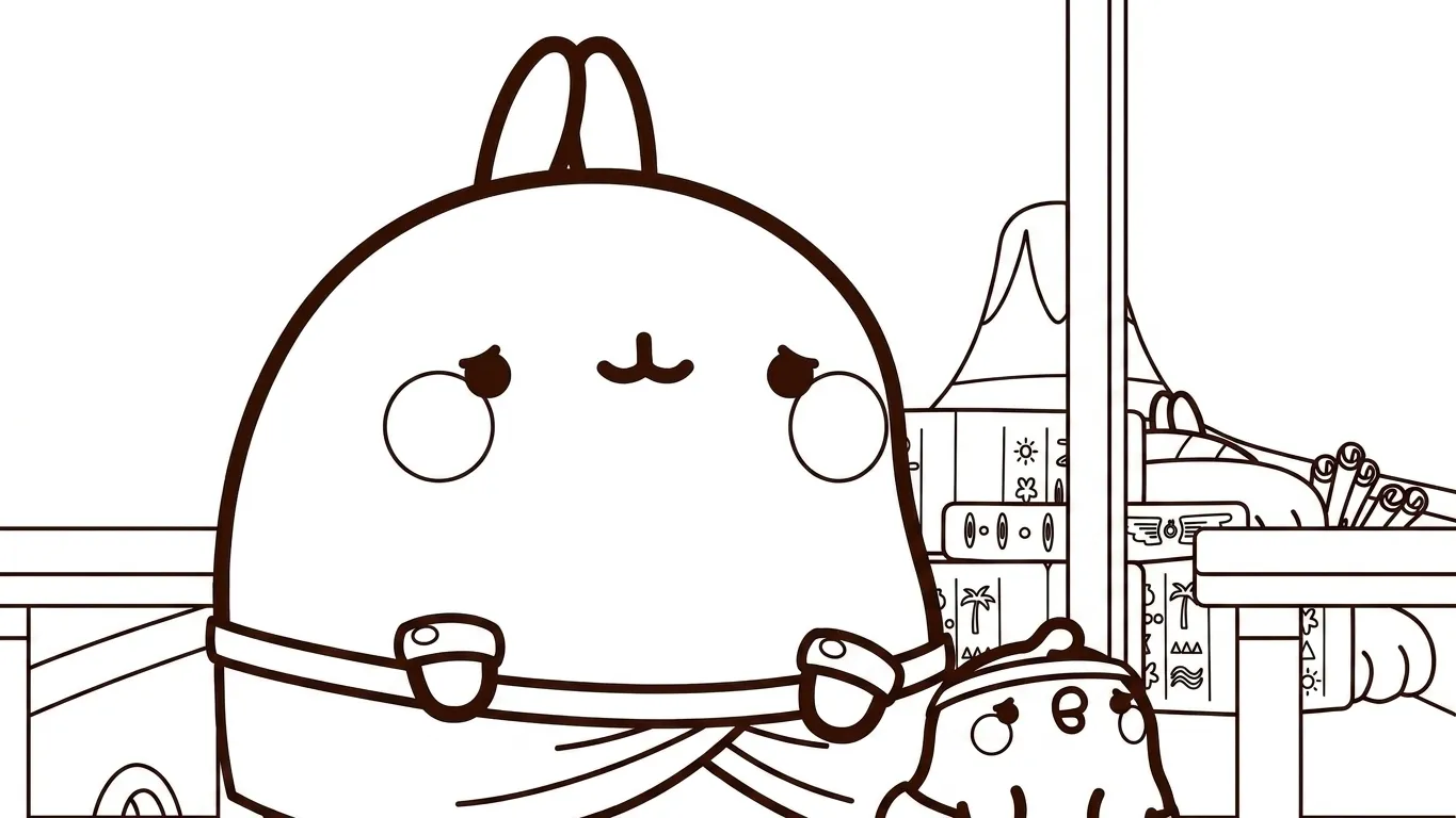 in tranh tô màu Molang cho bé 3 tuổi