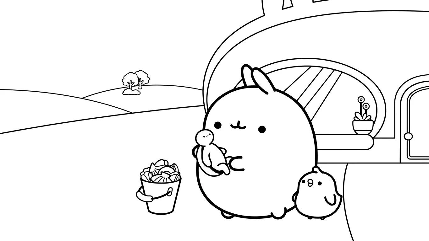 tranh tô màu Molang cho bé 3 tuổi