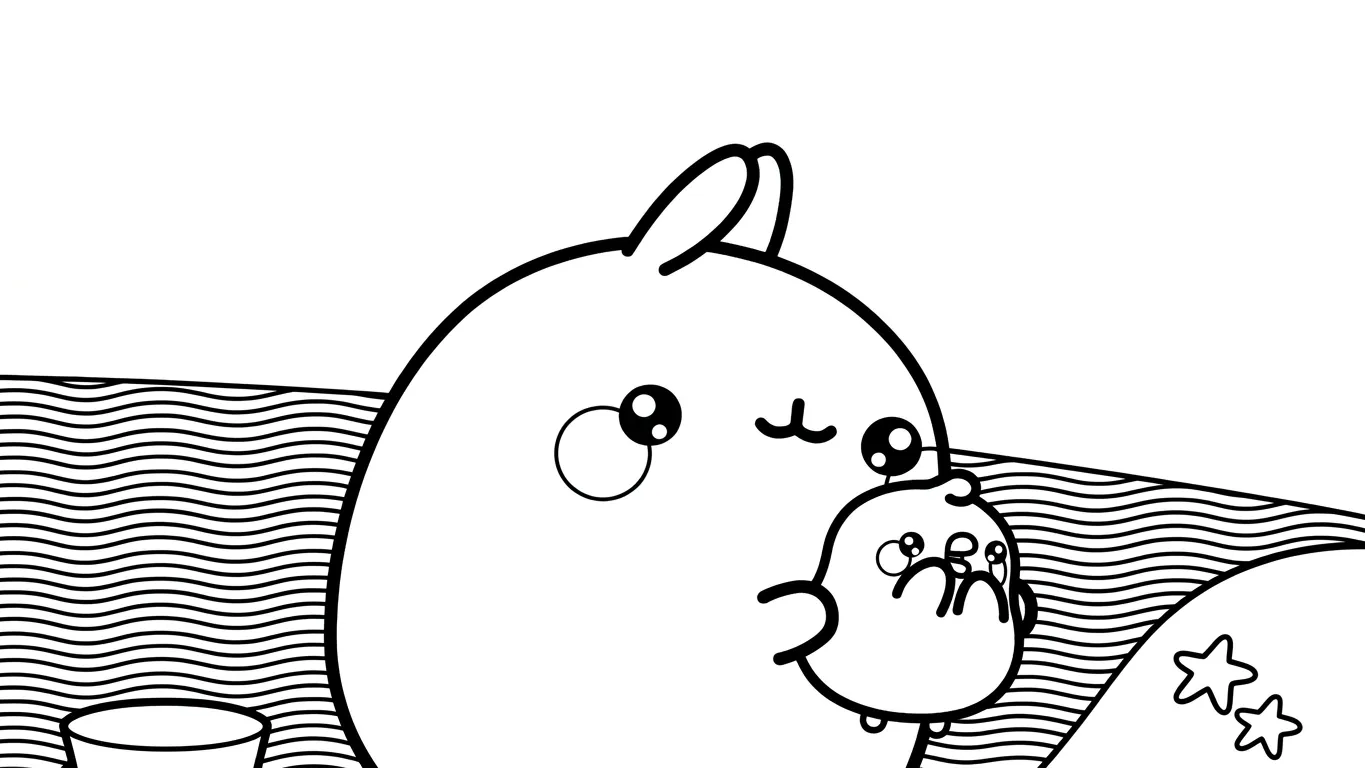 file hình tô màu Molang cho bé 4-5 tuổi 2