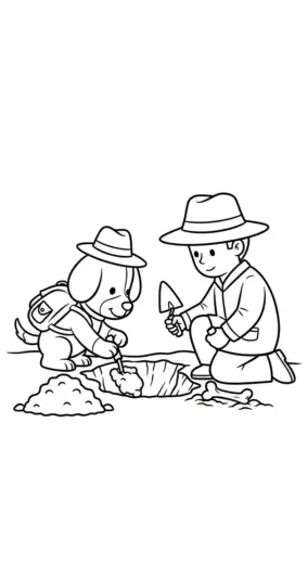 tranh tô màu Nhà Khảo Cổ Học cho bé 7 tuổi