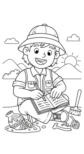 file tranh tô màu Nhà Khảo Cổ Học cho bé in