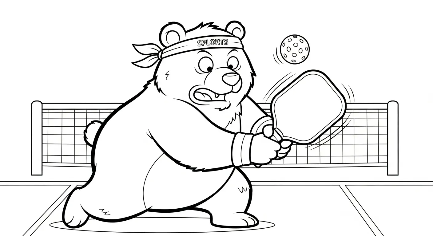 in hình tô màu Pickleball cho bé 5 tuổi