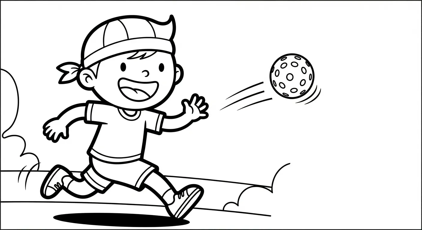 in tranh tô màu Pickleball cho bé 7 tuổi