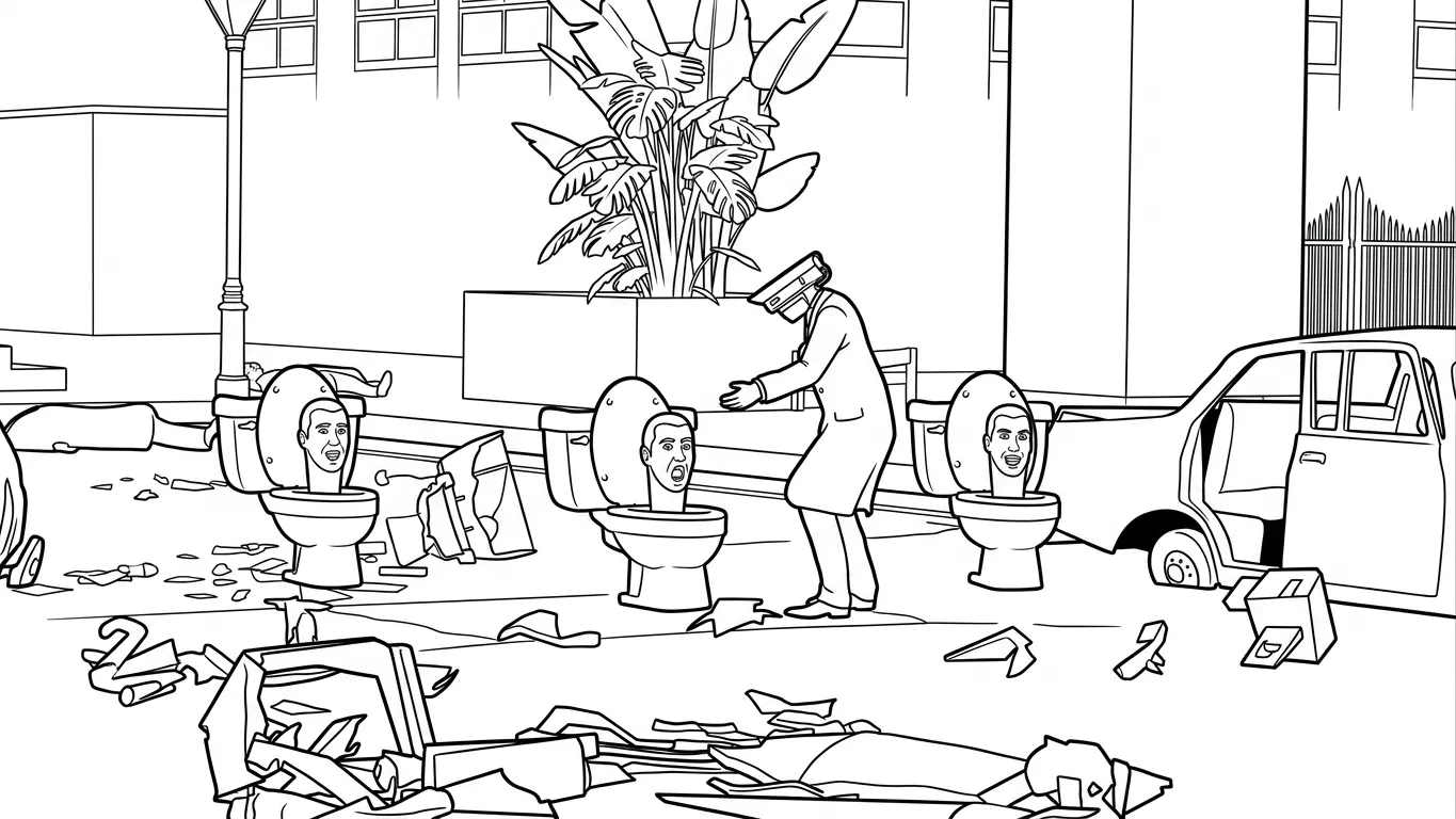 tranh tô màu Skibidi Toilet cho bé mới nhất