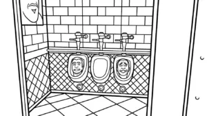 in tranh tô màu Skibidi Toilet cho bé 4 tuổi