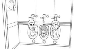 in tranh tô màu Skibidi Toilet cho bé 6 tuổi